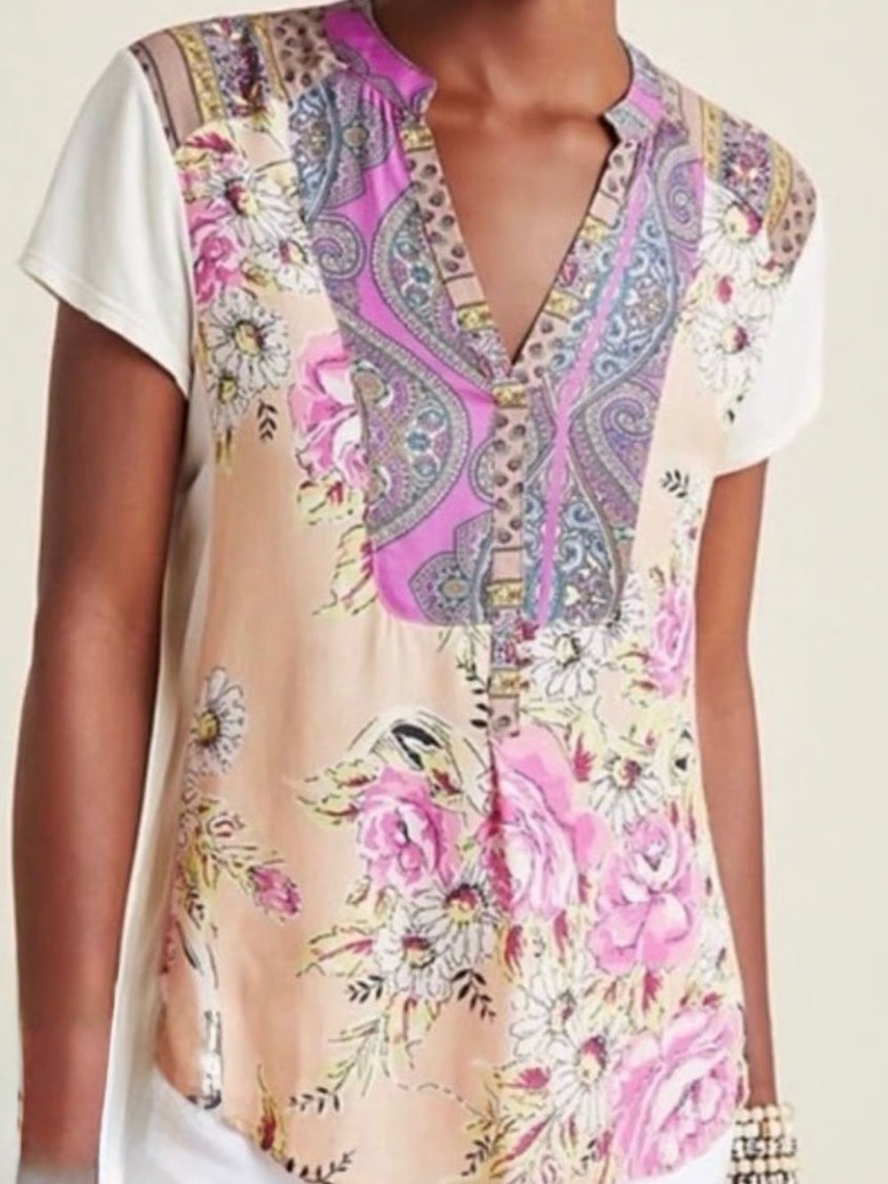 Anthropologie Tiny Mixed Media Paisley Floral Top Women’s Large